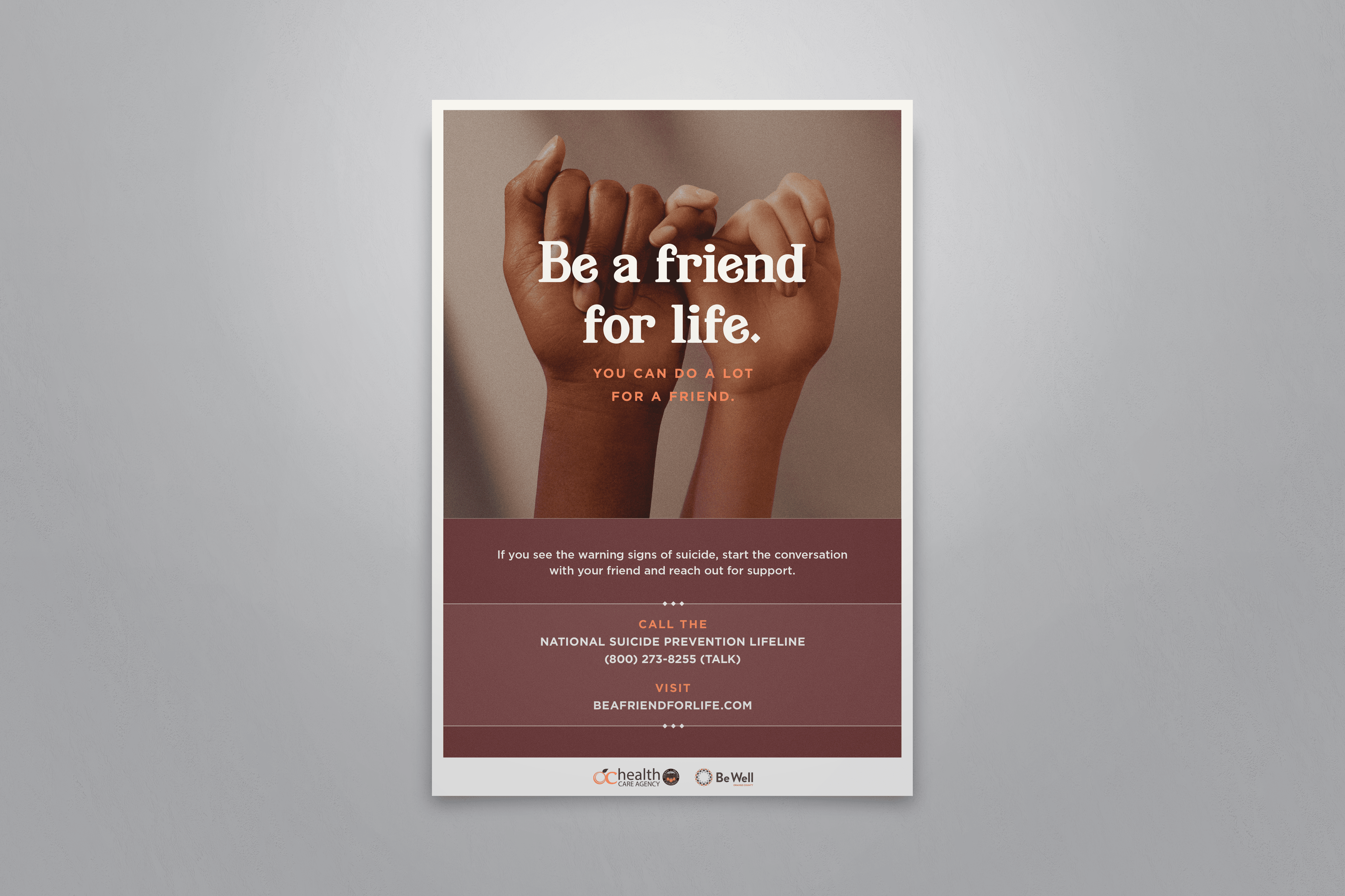Orange County Health Care Agency youth suicide prevention campaign flyer, creative agency